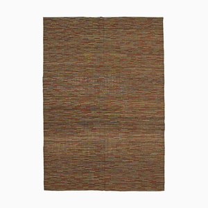 Grand Tapis Kilim Vintage en Laine Marron, Turquie