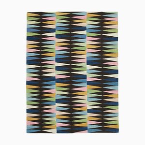 Multicolor Geometric Design Wool Flatwave Kilim Carpet