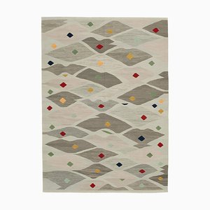 Grey Handwoven Decorative Flatwave Large Kilim Carpet