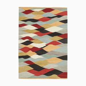 Multicolor Handmade Anatolian Wool Flatwave Kilim Carpet
