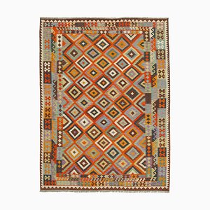 Large Vintage Turkish Multicolor Wool Kilim Carpet