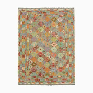 Mehrfarbiger handgeknüpfter Flatwave Kilim Teppich aus orientalischem Material