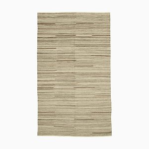 Beige Geometric Design Wool Flatwave Kilim Carpet