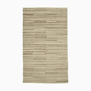 Tapis Kilim Flatwave en Laine à Motif Géométrique Beige