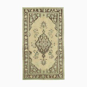 Tappeto vintage Tribal in lana fatta a mano beige