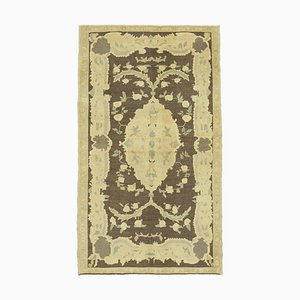 Tappeto vintage contemporaneo in lana annodata a mano beige