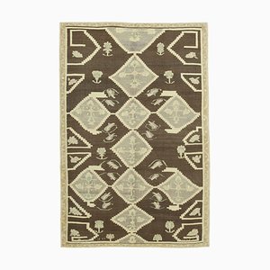 Beige Anatolian  Hand Knotted Wool Tribal Vintage Rug