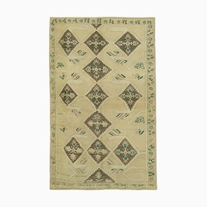 Tapis Tribal Vintage Beige Tissé Main Vintage en Laine