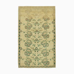 Tapis Tribal Vintage Beige Antique Tissé Main en Laine