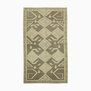 Beige Overdyed Handmade Wool Tribal Vintage Rug