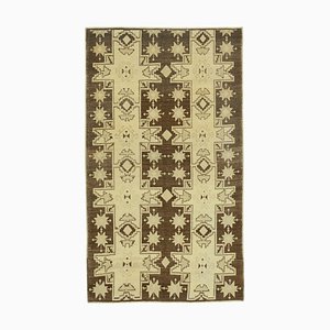 Beige Anatolian  Hand Knotted Wool Tribal Vintage Rug