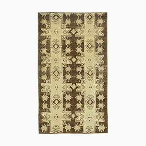 Tappeto vintage tribale di lana color anatolia beige annodato a mano