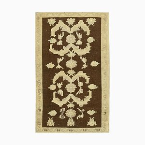 Tapis Tribal Vintage Beige Oriental en Laine Tissée à la Main