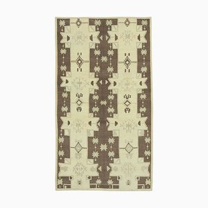 Beige Turkish Handmade Wool Tribal Vintage Rug