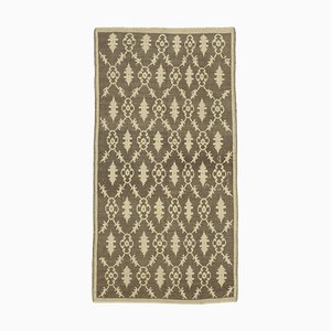 Tapis Décoratif Tribal Vintage en Laine Fait Main Beige Beige