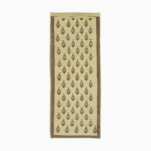 Tapis Tribal Vintage Beige Oriental en Laine Tissée à la Main