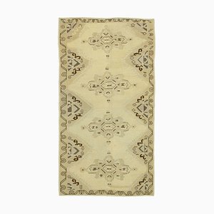 Beige Contemporary Hand Knotted Wool Tribal Vintage Rug