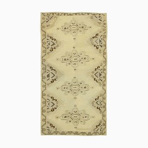 Tappeto vintage contemporaneo in lana annodata a mano beige