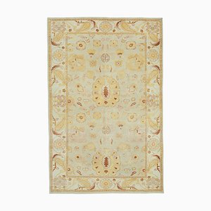 Beige Decorative Handwoven Antique Oushak Carpet