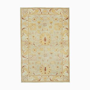 Tapis Oushak Décoratif Antique Beige Tissé à la Main