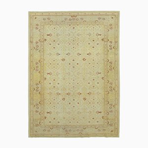 Beige Traditional Hand Knotted Wool Oushak Carpet