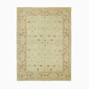 Tapis Oushak Beige Antique Fait Main en Laine