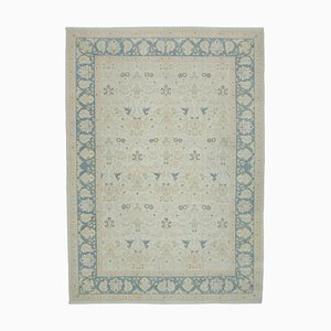 Beige Turkish Handmade Wool Oushak Carpet