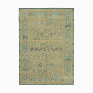 Tapis Oushak Antique Anatolien Bleu Tissé à la Main