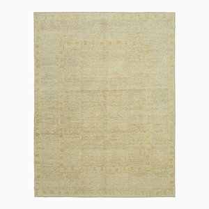 Tappeto Oushak antico beige intrecciato a mano