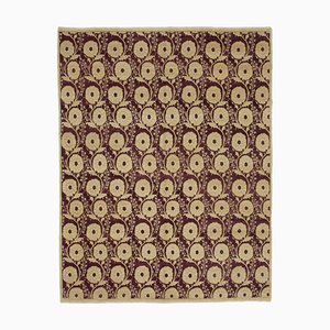 Beige Oriental Hand Knotted Wool Oushak Carpet