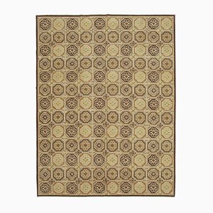 Tappeto decorativo Oushak in lana intrecciata a mano beige