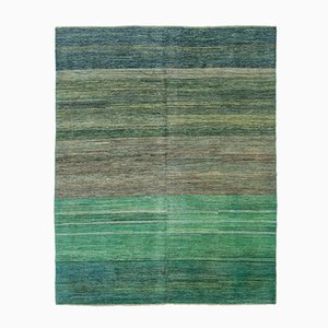 Turquoise Traditional Hand Knotted Wool Oushak Carpet