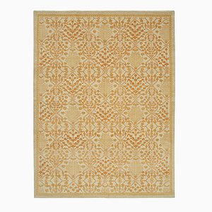 Beige Turkish Handmade Wool Oushak Carpet