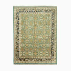 Vintage Turquoise Traditional Handwoven Oushak Rug