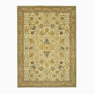 Tapis Oushak Traditionnel Beige Fait Main en Laine Beige