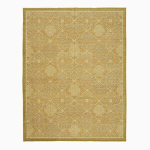 Tappeto Oushak antico beige intrecciato a mano