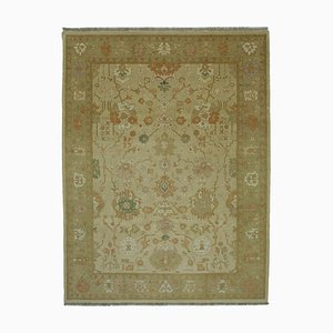 Yellow Traditional Hand Knotted Wool Oushak Carpet