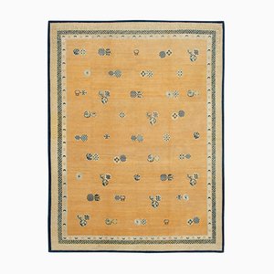 Orange Antique Hand Knotted Wool Oushak Carpet