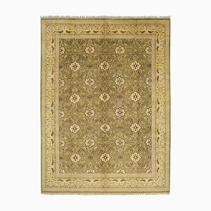 Green Traditional Hand Knotted Wool Oushak Carpet