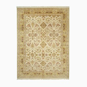 Tapis Oushak Traditionnel Beige Fait Main en Laine Beige