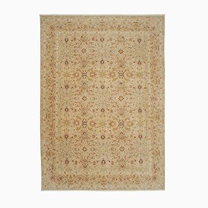 Beige Decorative Handmade Wool Oushak Carpet