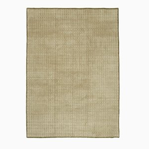 Tappeto Oushak antico tradizionale beige intrecciato a mano