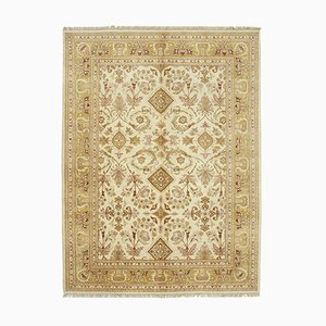 Beige Traditional Hand Knotted Wool Oushak Carpet