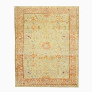 Tappeto Oushak antico beige intrecciato a mano, Turchia