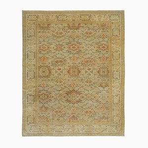 Beige Decorative Hand Knotted Wool Oushak Carpet