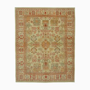 Vintage Beige Hand Knotted Wool Oushak Rug