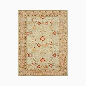 Beige Oriental Handmade Wool Oushak Carpet