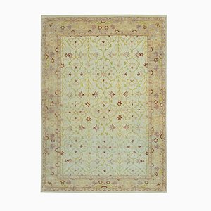 Beige Oriental Hand Knotted Wool Oushak Carpet