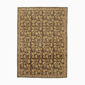 Brown Traditional Hand Knotted Wool Oushak Carpet