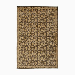 Vintage Brown Traditional Handwoven Oushak Rug